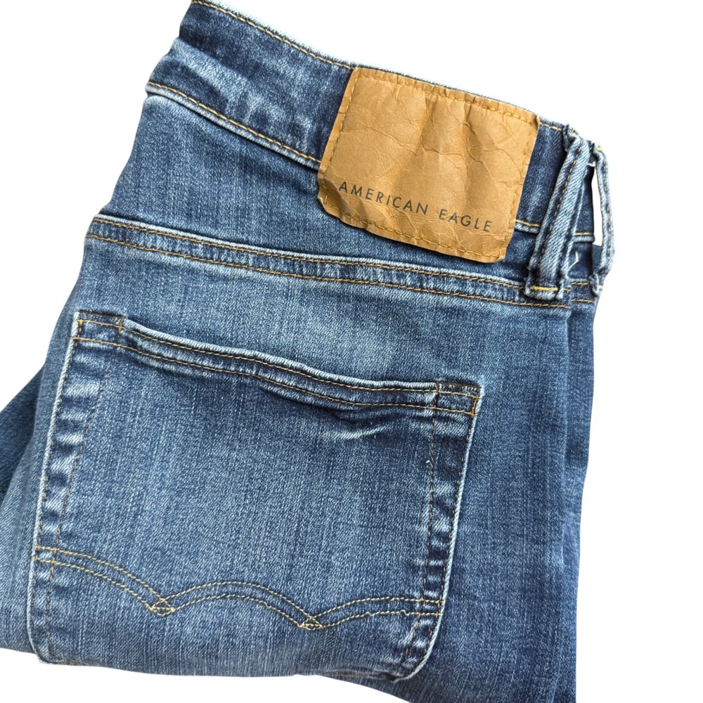 American Eagle Mens Next Level Flex Medium Wash Straight Leg Jeans 29x30 Blue